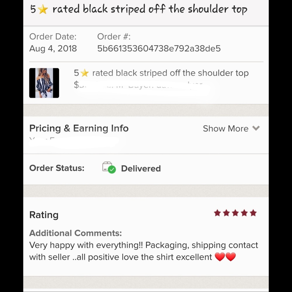 5⭐ rated black striped off the shoulder top - Picture 3 of 4